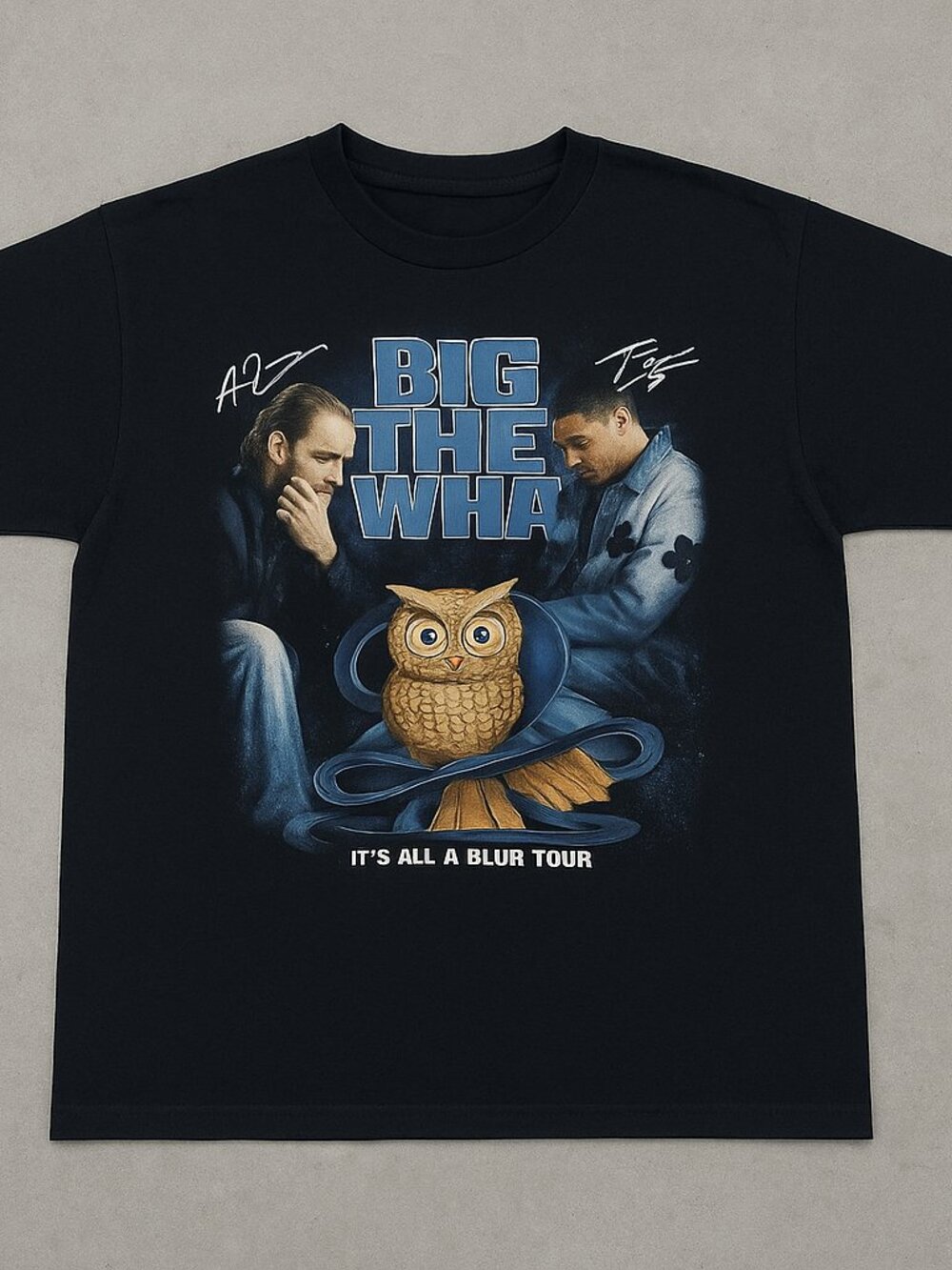 Big The Wha Tour Graphic T-Shirt – Retro Music Owl Design – Black Unisex Tee